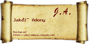 Jakó Adony névjegykártya